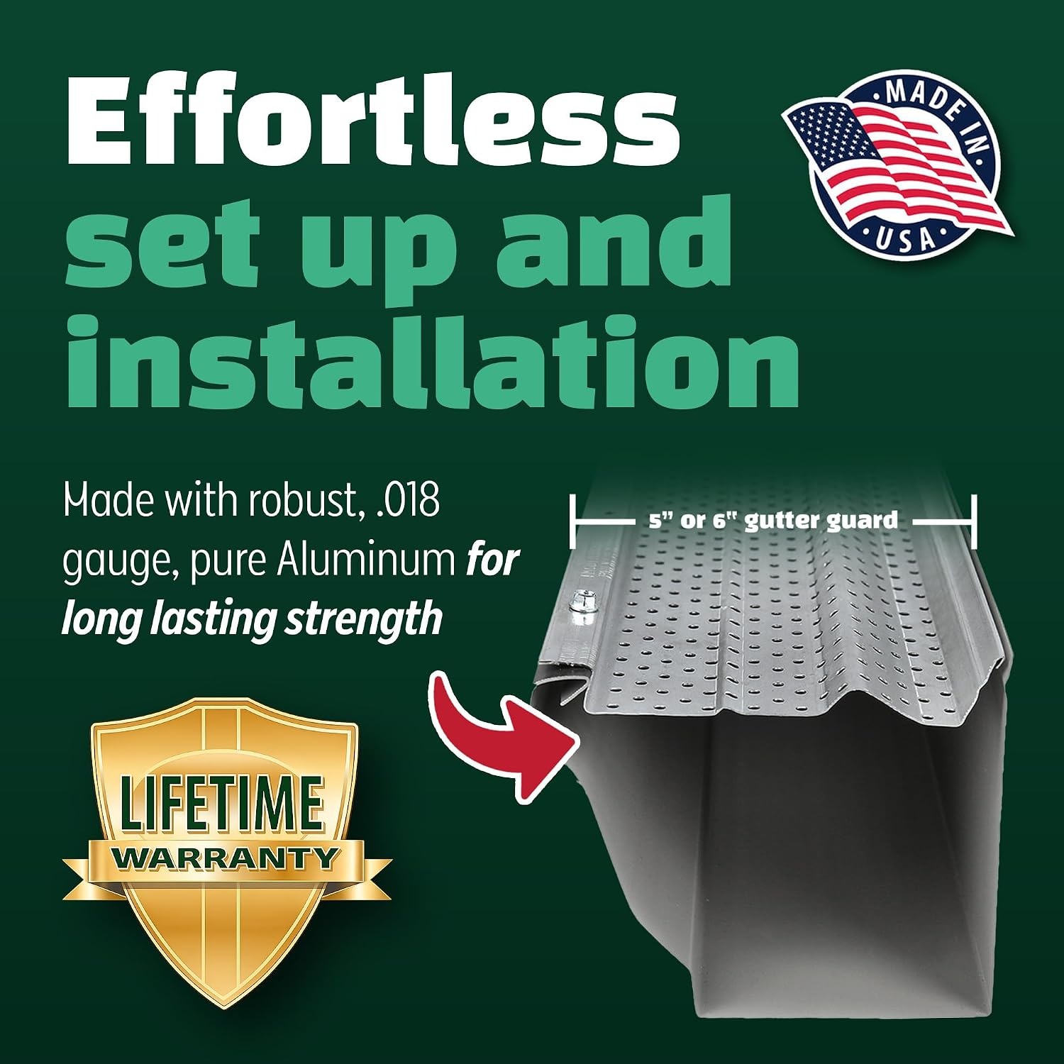 A-M Gutter Guard 5 Inch Aluminum Gutter Guard, 100 Foot Box, detail view