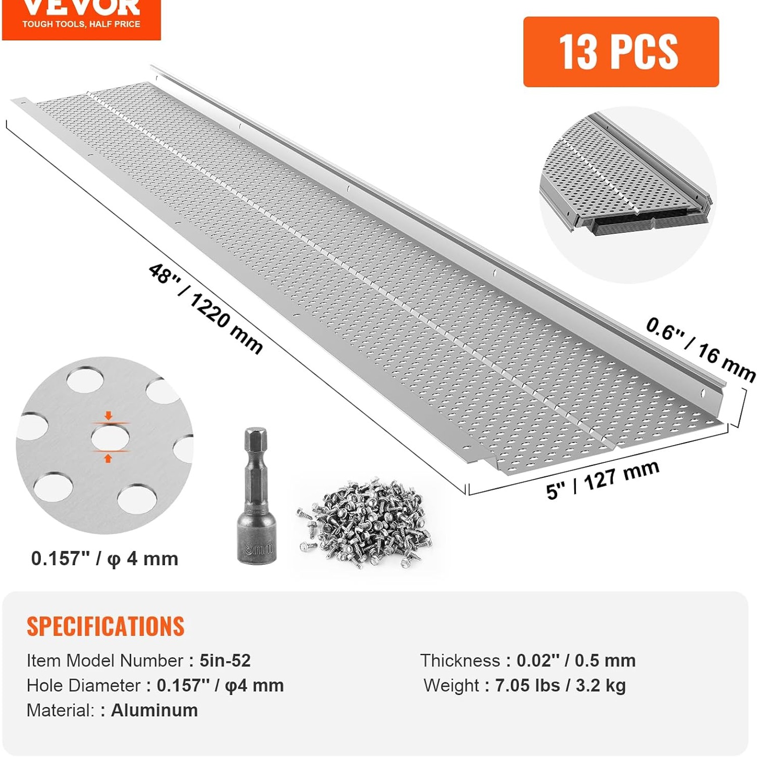 Aluminum Gutter Guard Panels 5 in x 52 ft (13-Pack): image 8