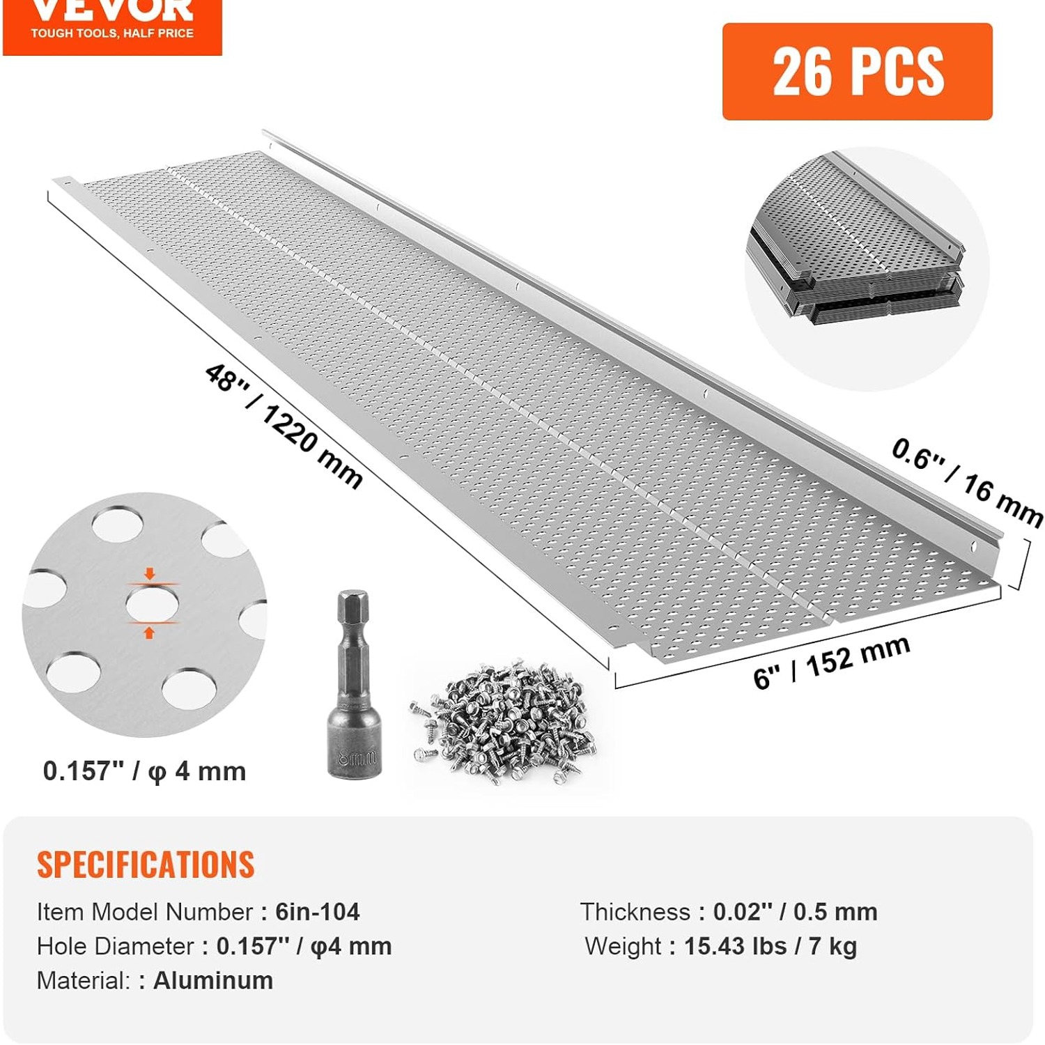 Aluminum Gutter Guard Panels 6 Inch x 104 ft: image 7