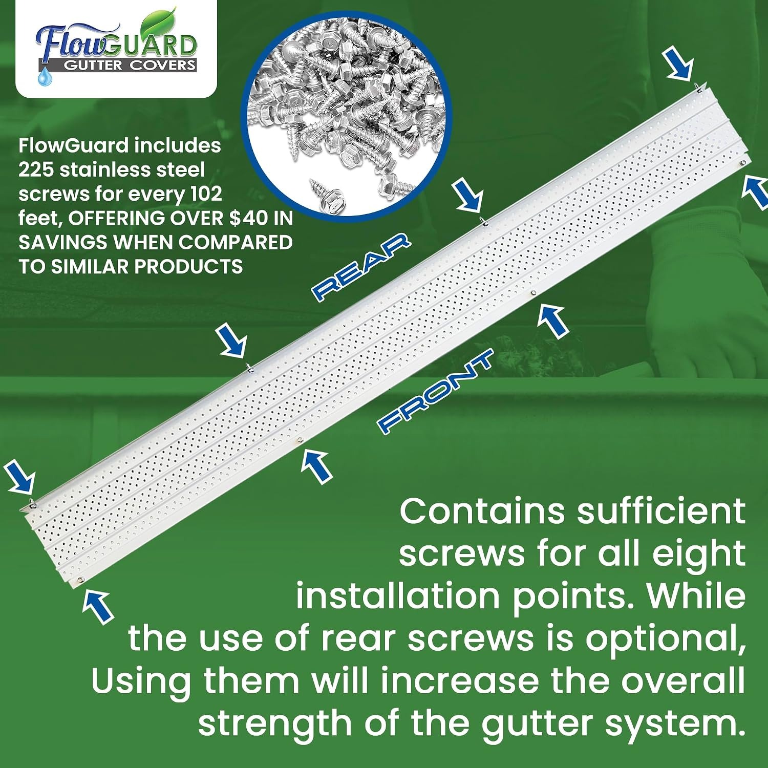 FlexxPoint American Made 5 Inch Aluminum Gutter Guard Kit, 102 ft: image 2