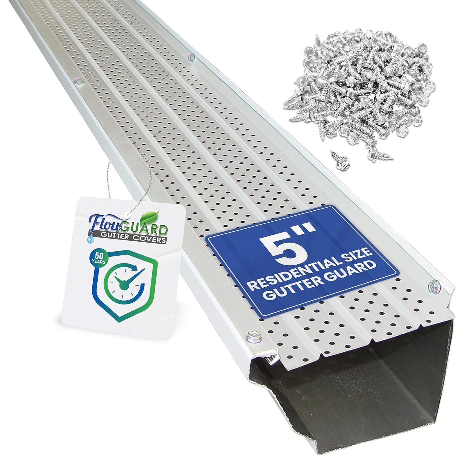 FlexxPoint American Made 5 Inch Aluminum Gutter Guard Kit, 102 ft