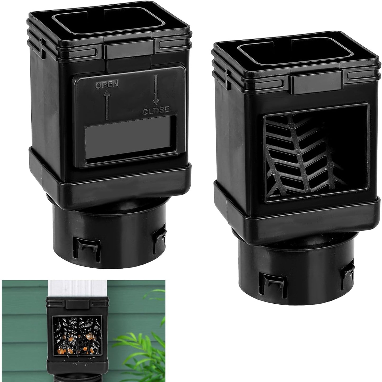 Downspout Leaf Filter Black 2 Pack