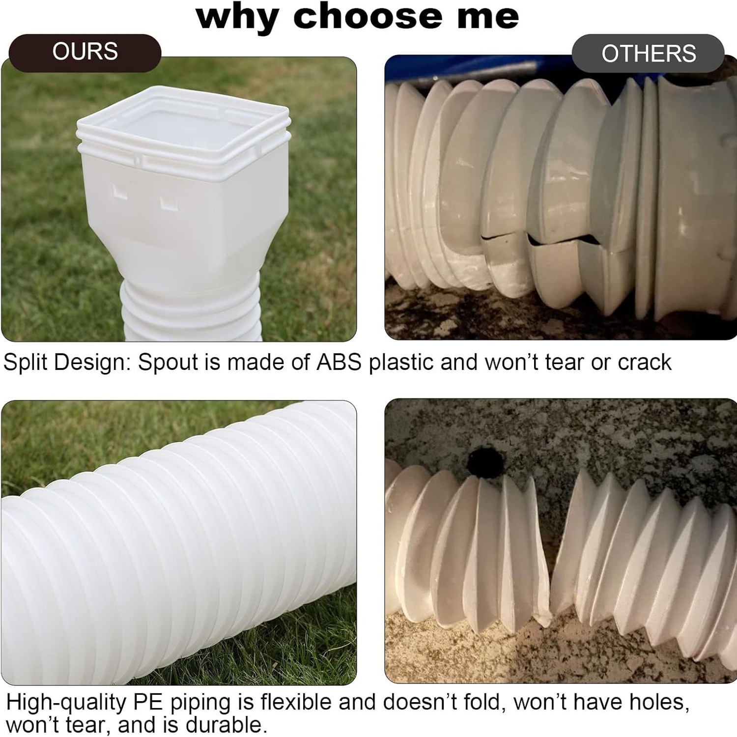 Flexible Downspout Extension, White, 2 Pack: image 2