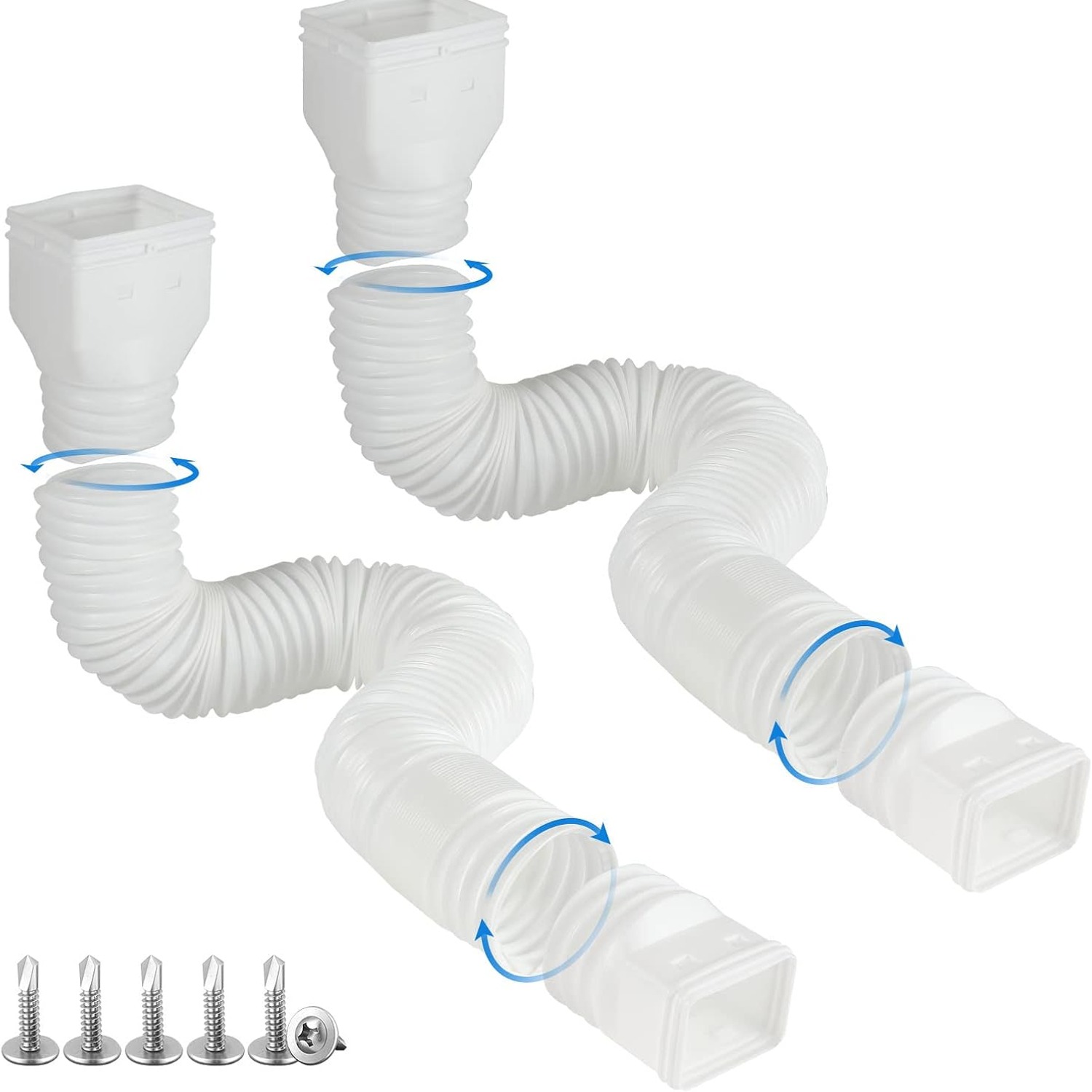 Flexible Downspout Extension, White, 2 Pack