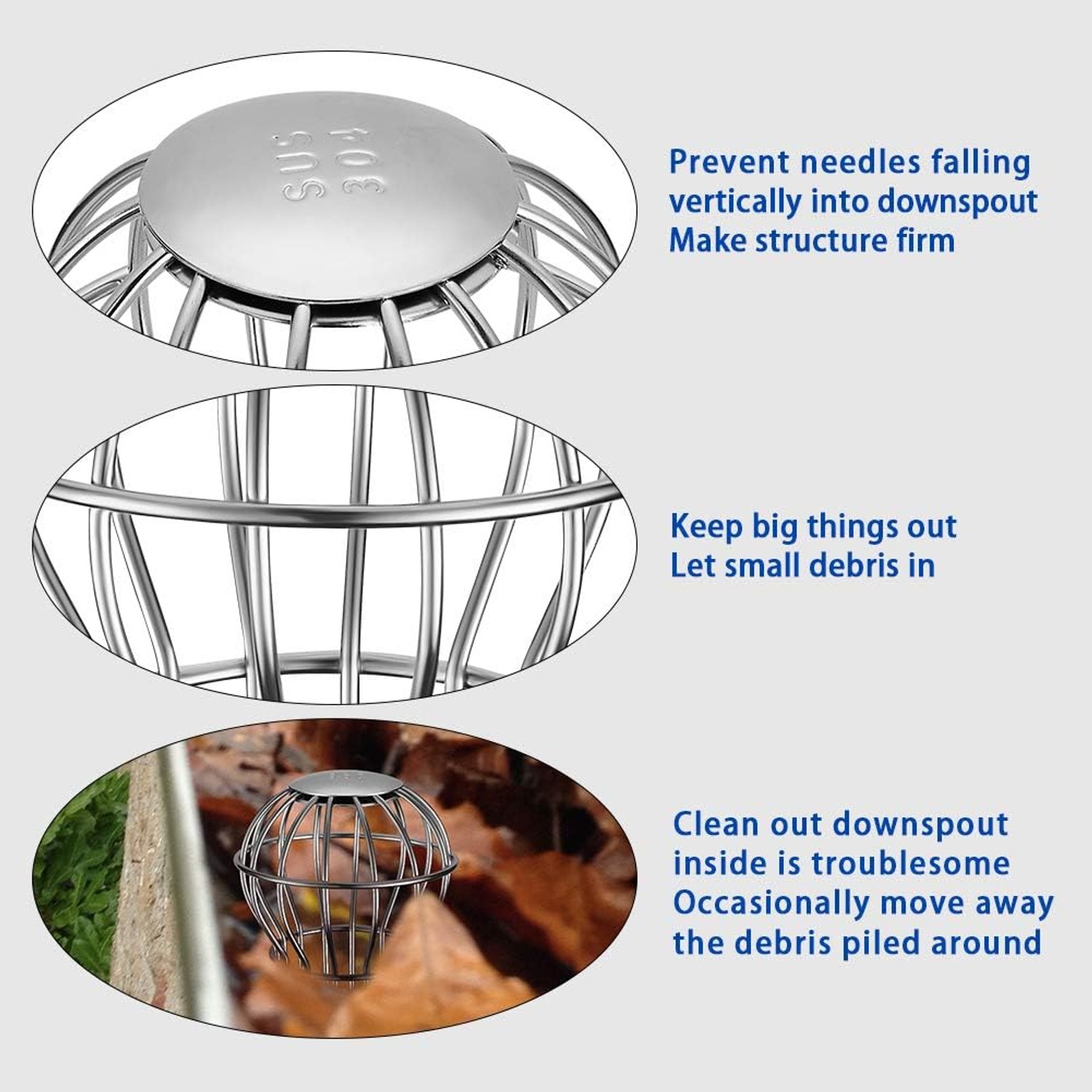 Stainless Steel Round Downspout Strainer, 2 Inch (4 Pack): image 4