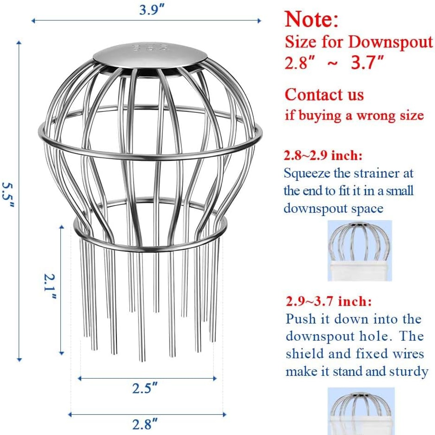 Stainless Steel Downspout Strainer 3 Inch (4 Pack): image 2