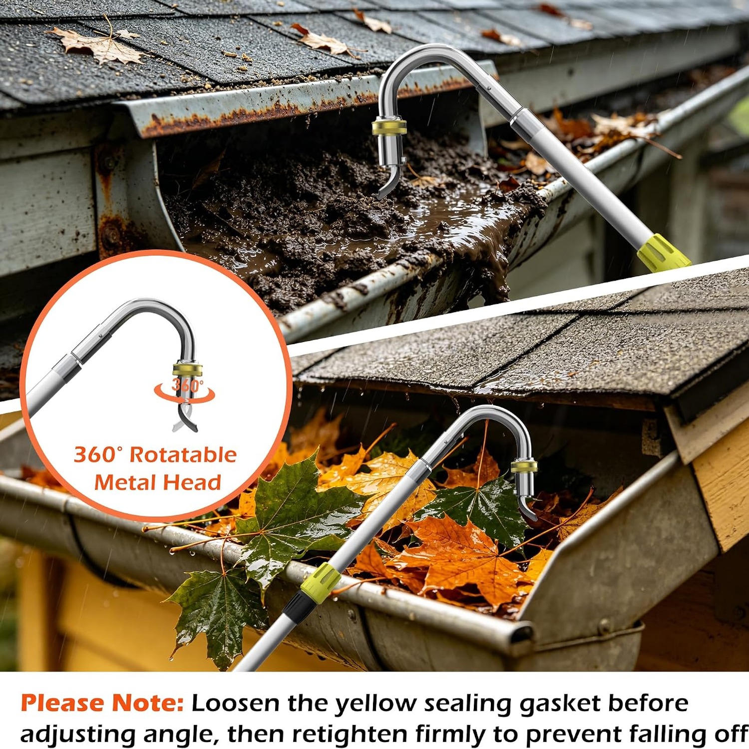 Gutter Cleaning Tool with Telescopic Pole, 24 ft Reach: image 2