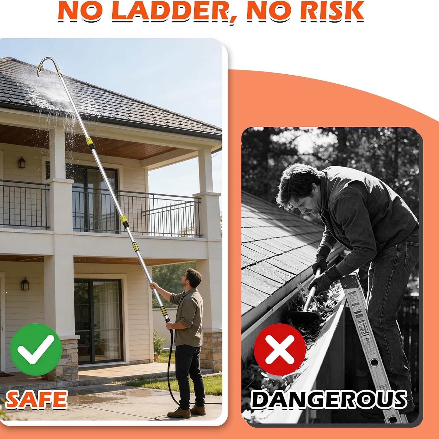 Gutter Cleaning Tool with Telescopic Pole, 24 ft Reach: image 5