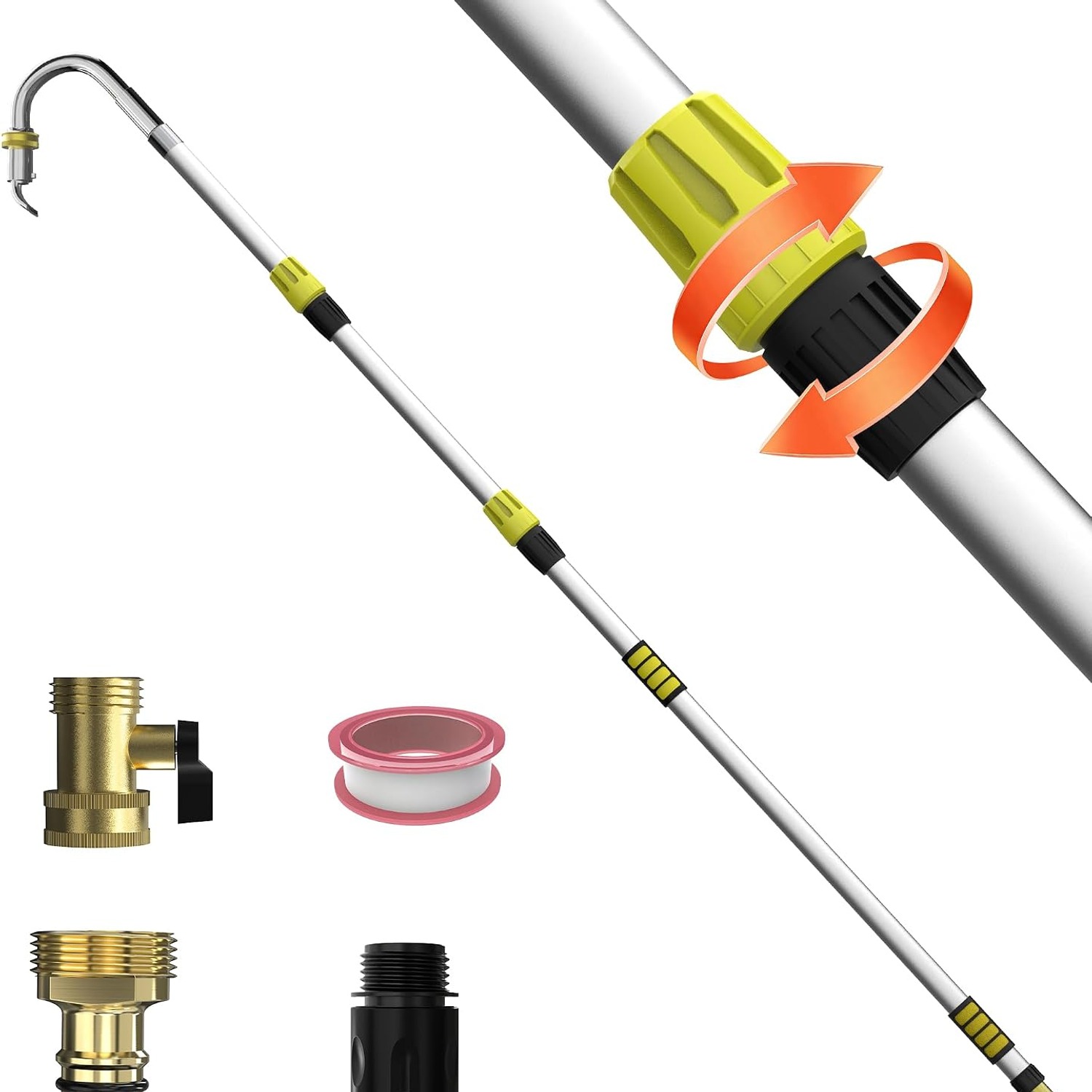 Gutter Cleaning Tool with Telescopic Pole, 24 ft Reach